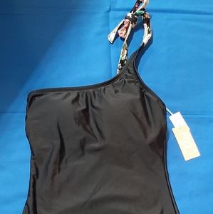 Kona Sol One Piece Swim Suit with Floral Shoulder Strap Size 4/6 Small